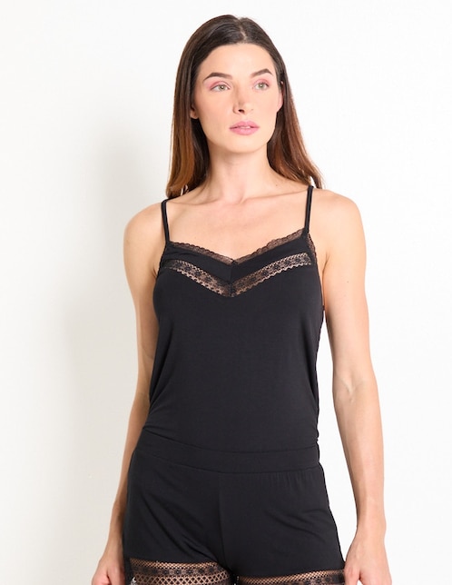PIJAMA PLAYERA ALBANE S/MANG, G, NEGRO