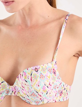 Top Bikini Etam estampado étnico con copas para mujer