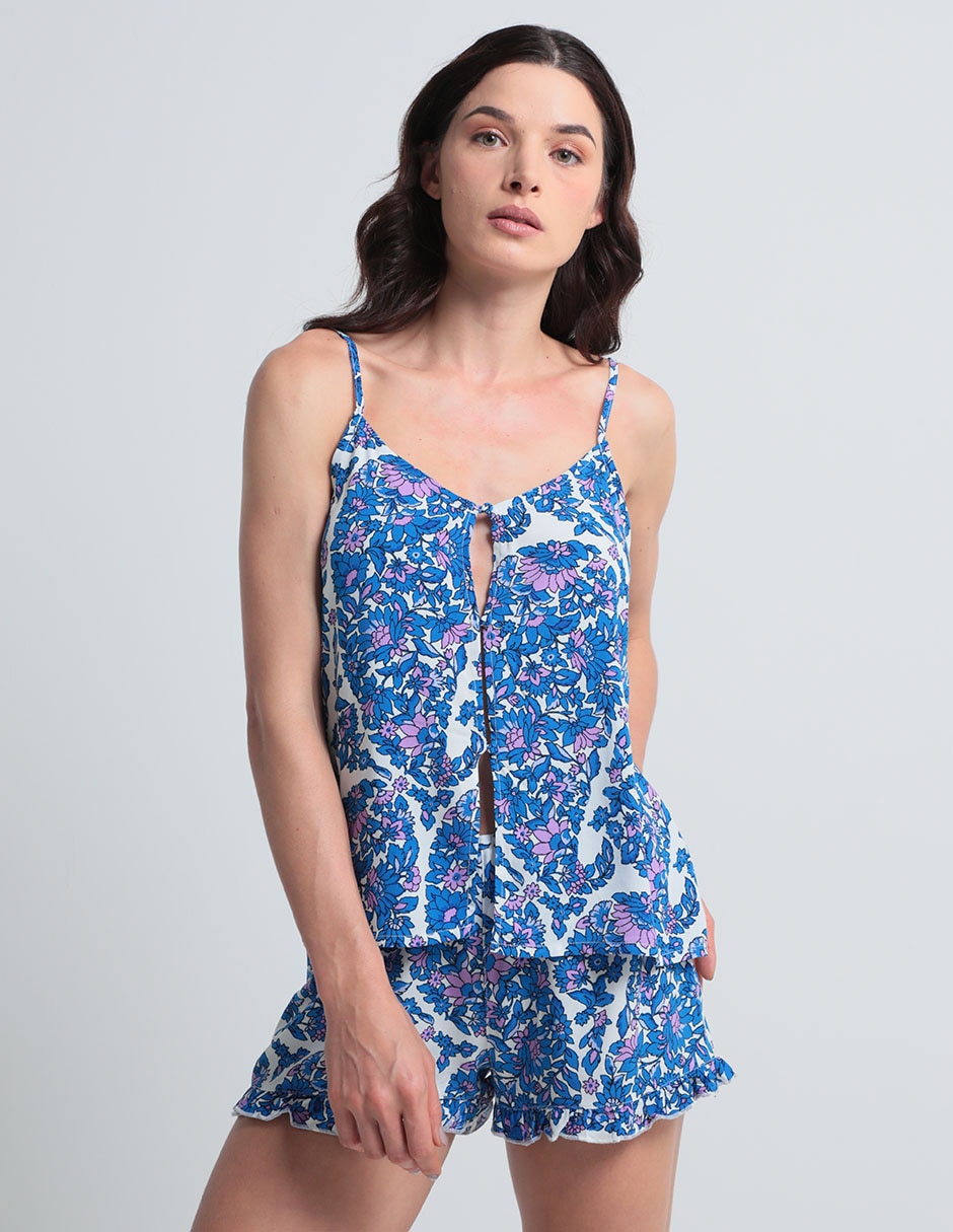 Playera pijama estampado floral para mujer 1