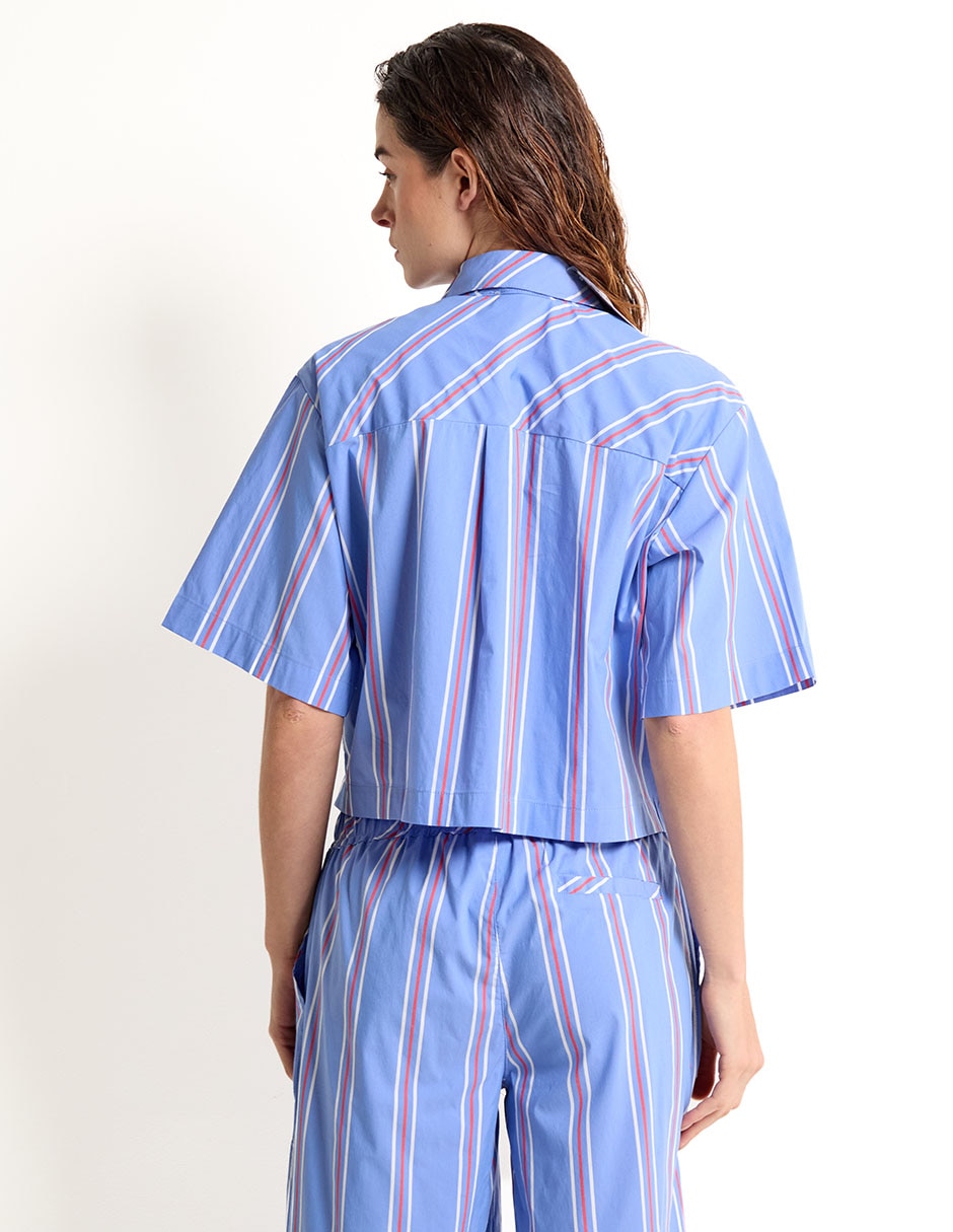 Playera pijama estampado a rayas para mujer 2