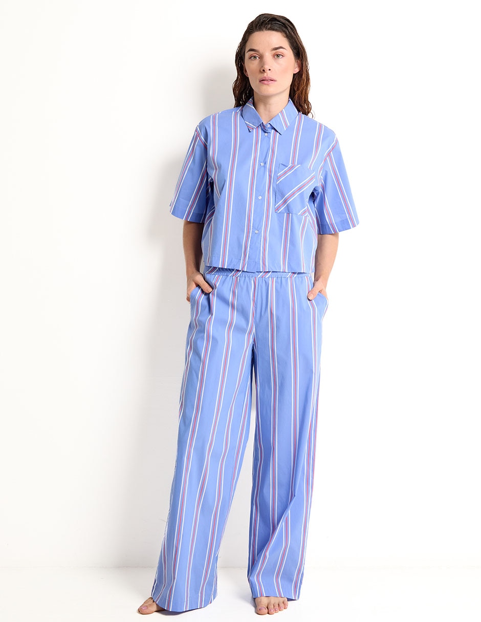 Playera pijama estampado a rayas para mujer 3
