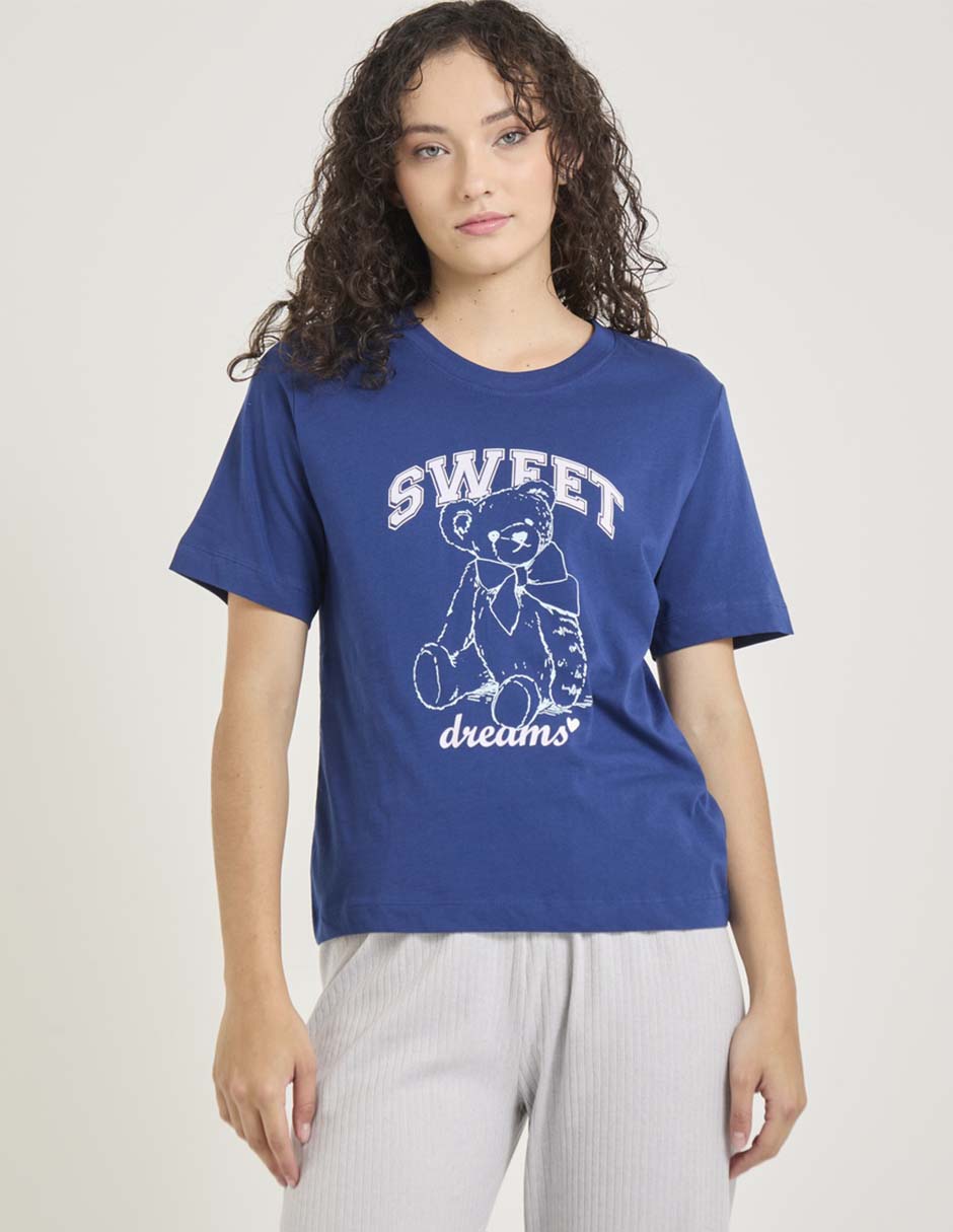 Playera pijama estampada para mujer