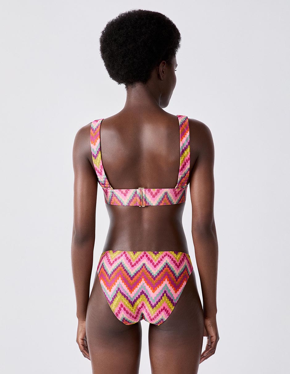 Top bikini estampado con copas para mujer 2