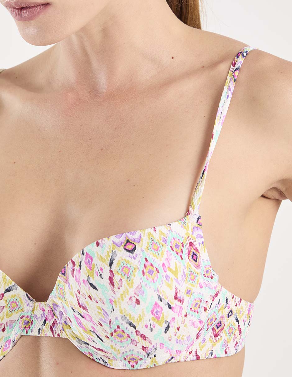 Top Bikini estampado étnico con copas para mujer 4