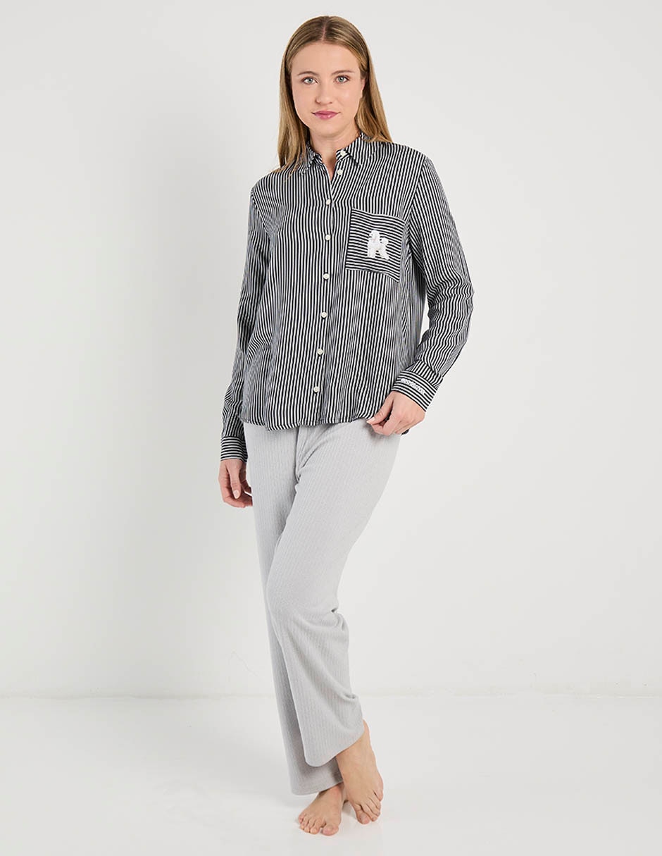Playera pijama estampado a rayas para mujer 2