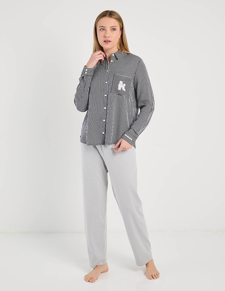 Playera pijama estampado a rayas para mujer 3
