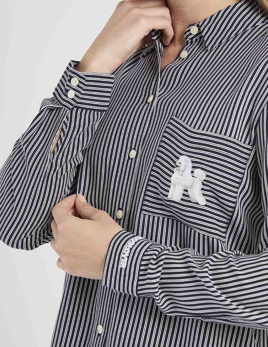 Playera pijama estampado a rayas para mujer 4