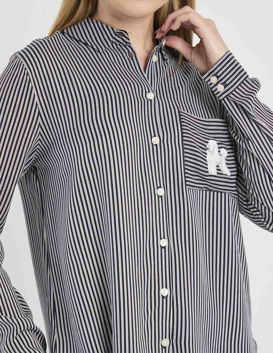 Playera pijama estampado a rayas para mujer 5