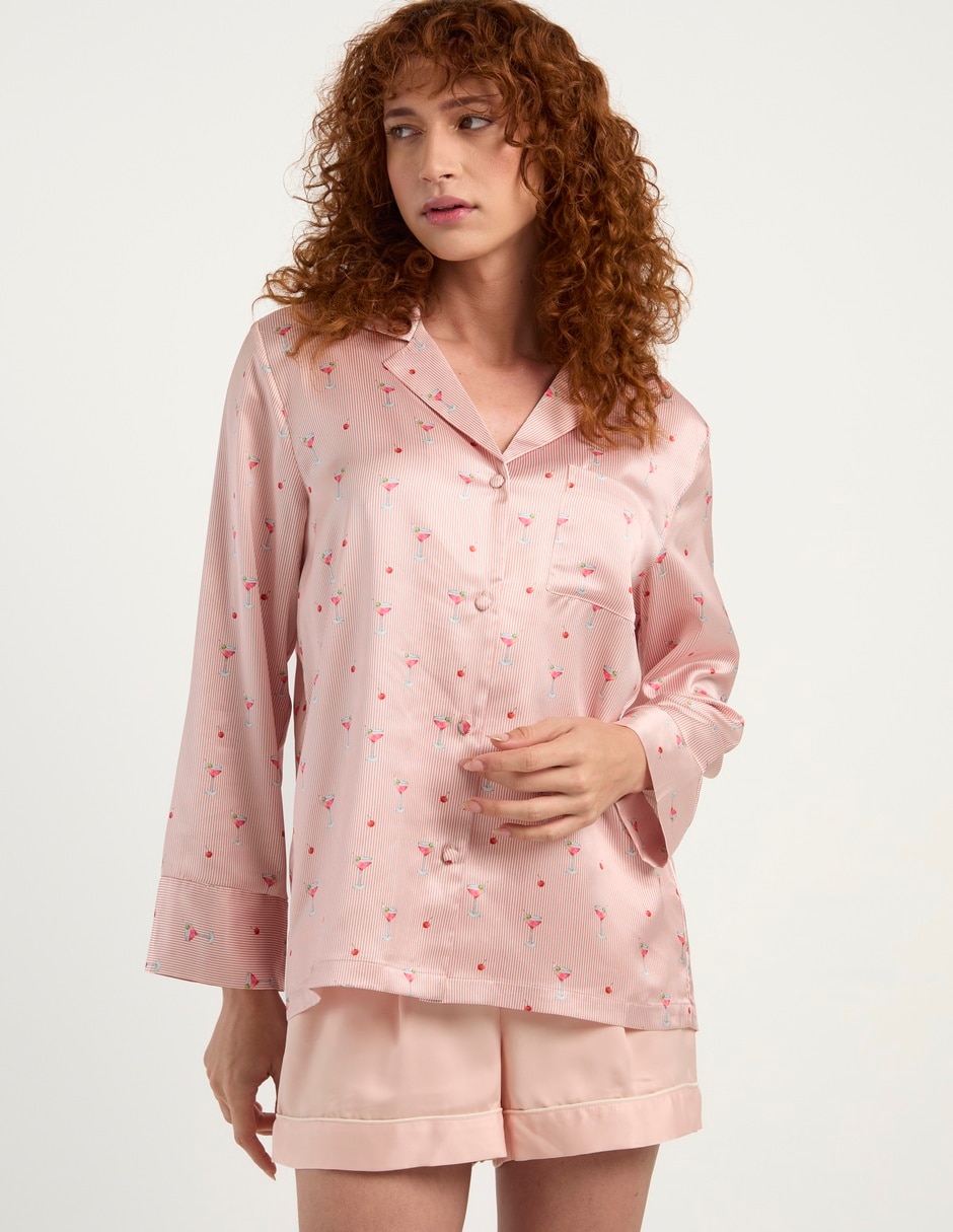 Playera pijama estampado microprint para mujer Playera pijama estampado microprint para mujer