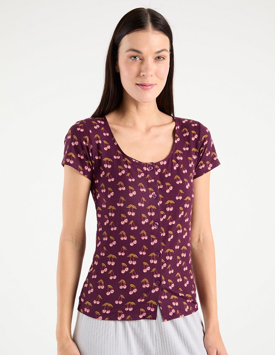 Playera pijama estampado floral para mujer Playera pijama estampado floral para mujer