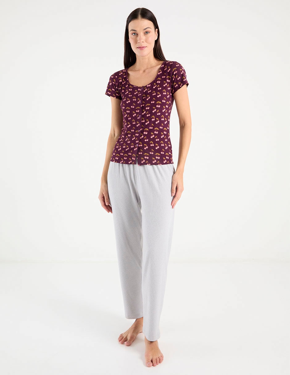 Playera pijama estampado floral para mujer 3