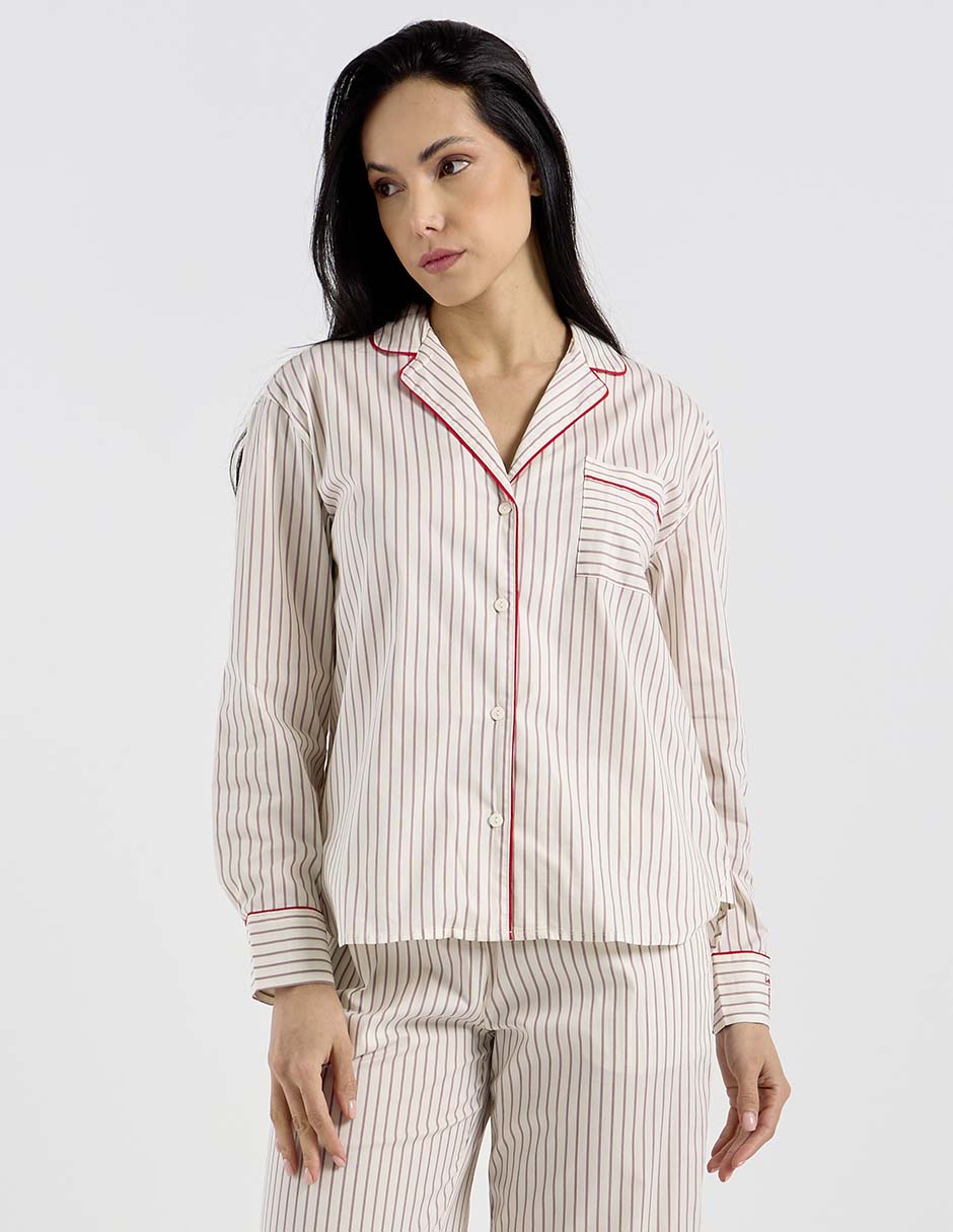Playera pijama estampado a rayas para mujer 2