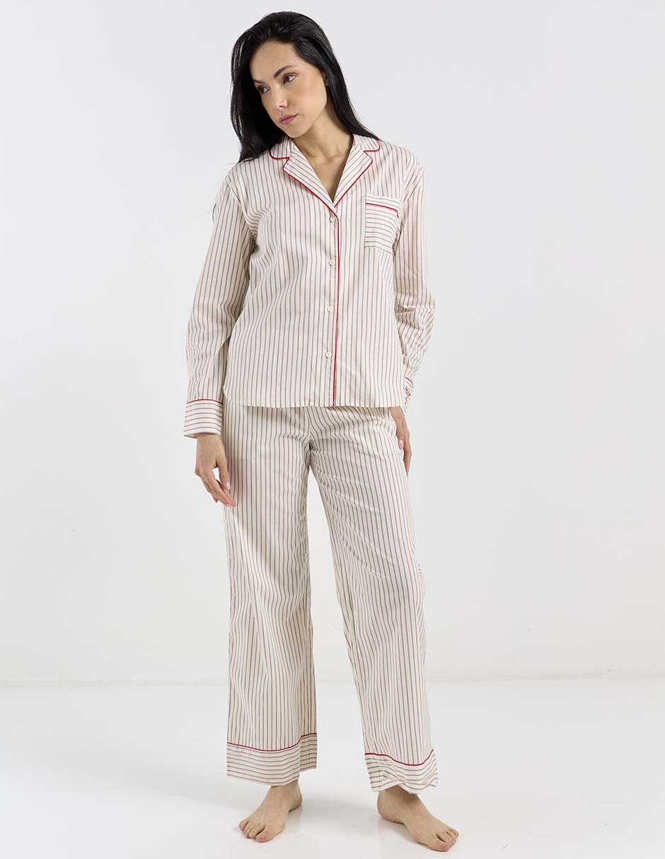 Playera pijama estampado a rayas para mujer 3