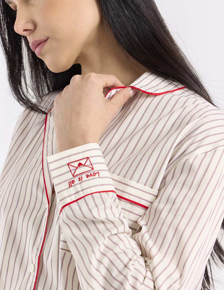 Playera pijama estampado a rayas para mujer 4