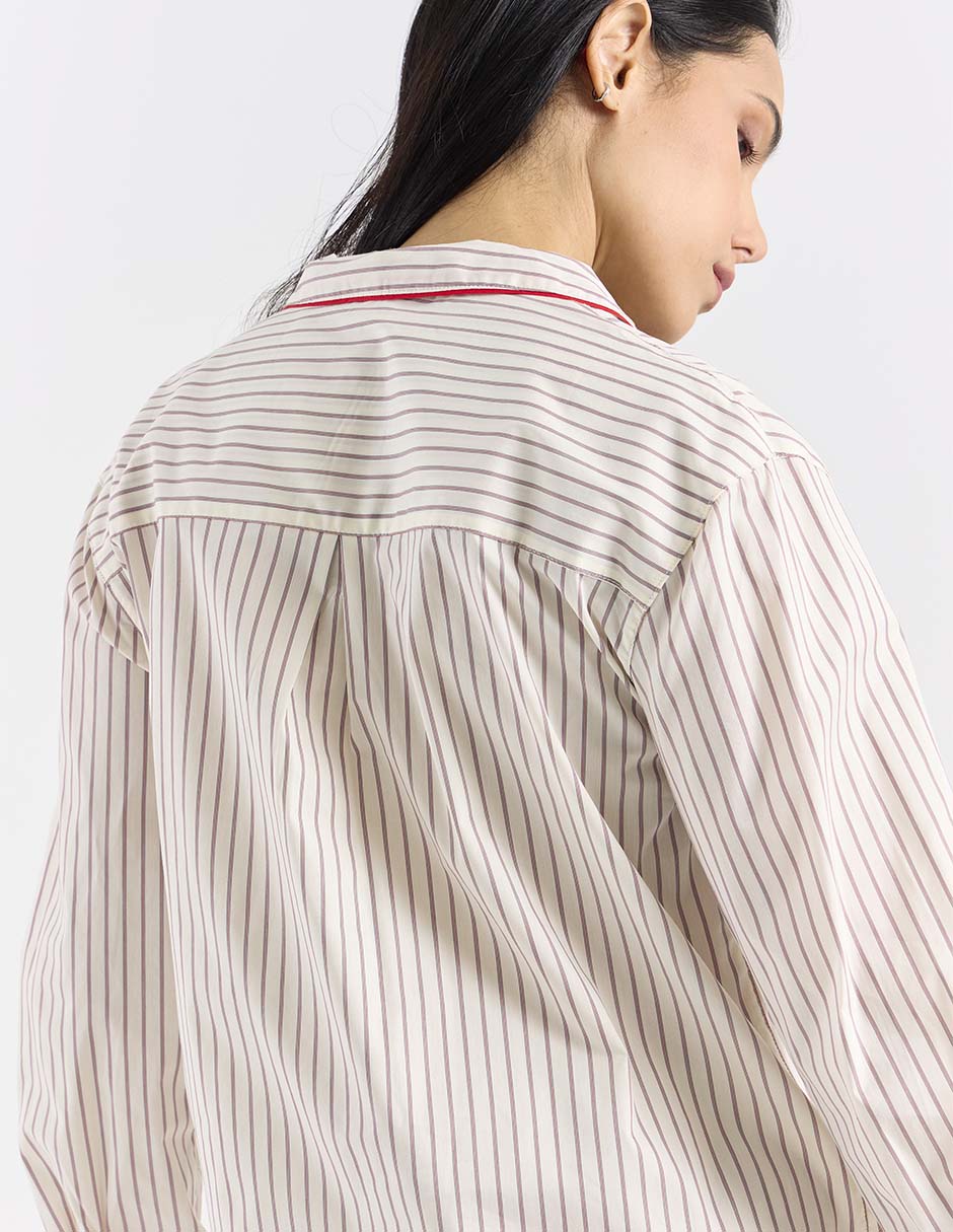 Playera pijama estampado a rayas para mujer 5