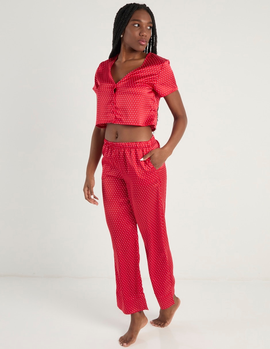 Playera pijama estampado lunares para mujer 2