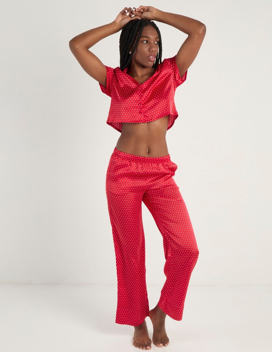 Playera pijama estampado lunares para mujer 3