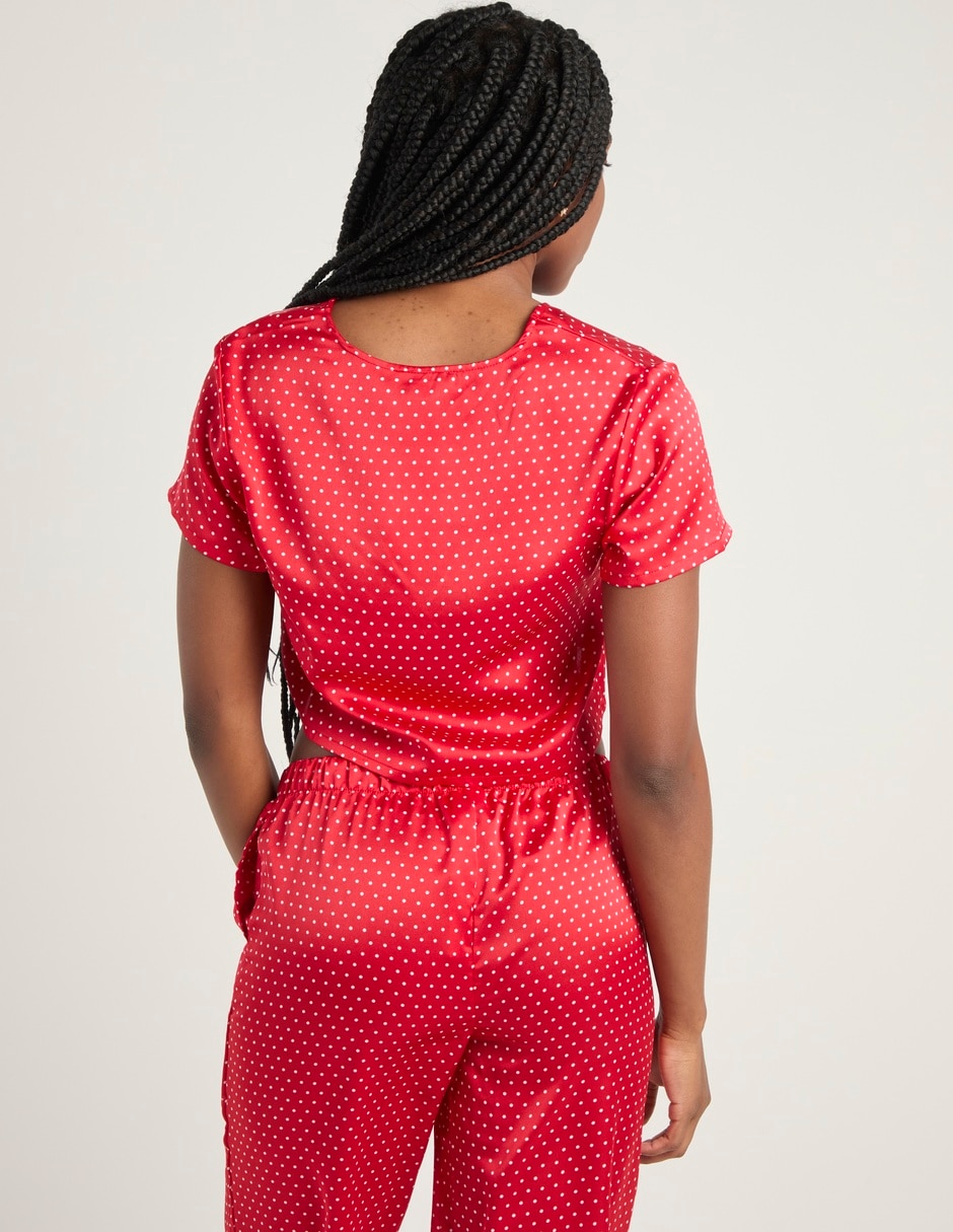 Playera pijama estampado lunares para mujer 6